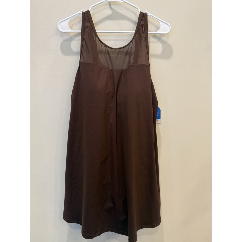 NWT Women's Lands' End Coffee Brown Control MeshTop Swim Dress Size 16W